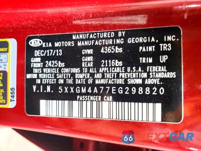 Zdjęcie 12 z 12 samochodu: 2014 KIA OPTIMA LX VIN:5XXGM4A77EG298820 - miniatura