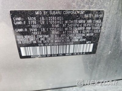 Zdjęcie 13 z 13 samochodu: 2025 SUBARU OUTBACK LIMITED XT VIN:4S4BTGND5S3306600 - miniatura