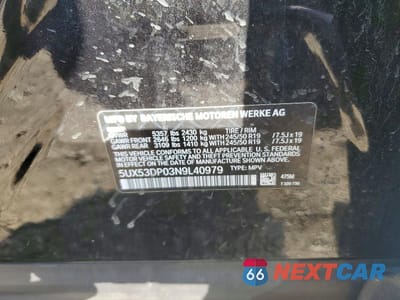 Zdjęcie 12 z 12 samochodu: 2022 BMW X3 XDRIVE30I VIN:5UX53DP03N9L40979 - miniatura