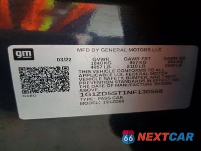 Zdjęcie 12 z 12 samochodu: 2022 CHEVROLET MALIBU LT VIN:1G1ZD5ST1NF130558 - miniatura