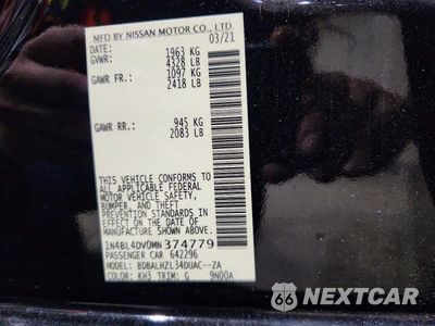 Zdjęcie 12 z 12 samochodu: 2021 NISSAN ALTIMA SV VIN:1N4BL4DV0MN374779 - miniatura