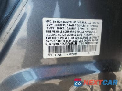 Zdjęcie 12 z 12 samochodu: 2013 ACURA ILX 20 PREMIUM VIN:19VDE1F55DE005535 - miniatura