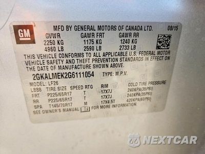 Zdjęcie 13 z 13 samochodu: 2016 GMC TERRAIN SLE VIN:2GKALMEK2G6111054 - miniatura