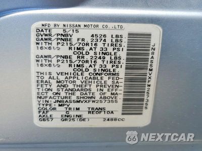 Zdjęcie 13 z 13 samochodu: 2015 NISSAN ROGUE SELECT S VIN:JN8AS5MVXFW257355 - miniatura