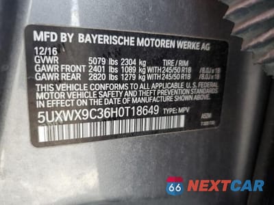 Zdjęcie 12 z 12 samochodu: 2017 BMW X3 XDRIVE28I VIN:5UXWX9C36H0T18649 - miniatura