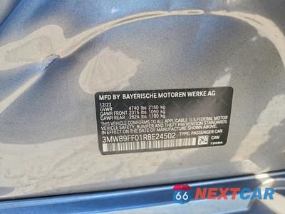 Zdjęcie 12 z 12 samochodu: 2024 BMW 330XI VIN:3MW89FF01R8E24502 - miniatura