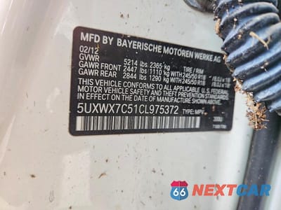 Zdjęcie 13 z 13 samochodu: 2012 BMW X3 XDRIVE35I VIN:5UXWX7C51CL975372 - miniatura