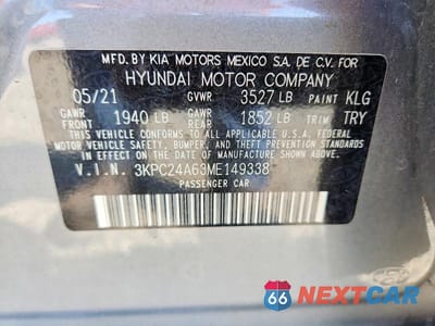 Zdjęcie 12 z 12 samochodu: 2021 HYUNDAI ACCENT SE VIN:3KPC24A63ME149338 - miniatura