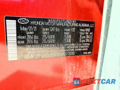 Zdjęcie 14 z 14 samochodu: 2021 HYUNDAI SANTA FE SEL VIN:5NMS6DAJ3MH372010 - miniatura