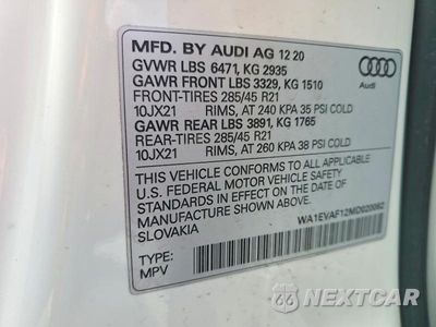 Zdjęcie 14 z 14 samochodu: 2021 AUDI Q8 PREMIUM PLUS S-LINE VIN:WA1EVAF12MD020062 - miniatura
