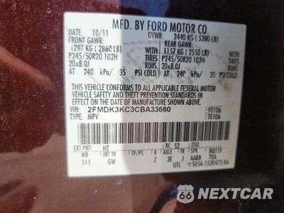 Zdjęcie 13 z 13 samochodu: 2012 FORD EDGE LIMITED VIN:2FMDK3KC3CBA33660 - miniatura