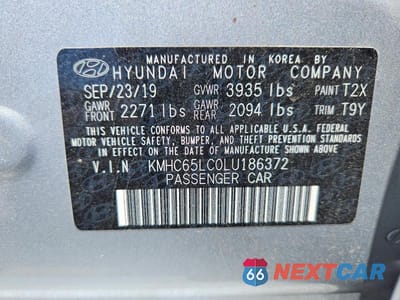 Zdjęcie 12 z 12 samochodu: 2020 HYUNDAI IONIQ BLUE VIN:KMHC65LC0LU186372 - miniatura