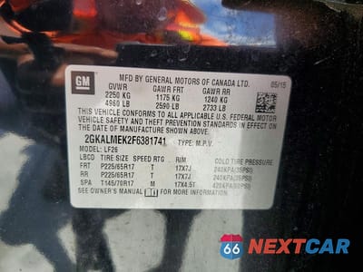 Zdjęcie 14 z 14 samochodu: 2015 GMC TERRAIN SLE VIN:2GKALMEK2F6381741 - miniatura