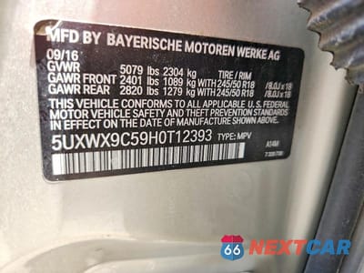 Zdjęcie 12 z 12 samochodu: 2017 BMW X3 XDRIVE28I VIN:5UXWX9C59H0T12393 - miniatura