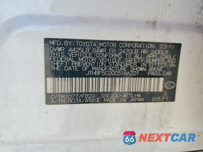 Zdjęcie 12 z 12 samochodu: 2012 LEXUS IS 250 VIN:JTHBF5C20C5166221 - miniatura