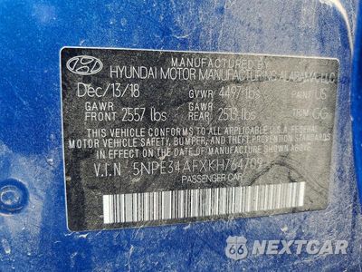 Zdjęcie 12 z 12 samochodu: 2019 HYUNDAI SONATA LIMITED VIN:5NPE34AFXKH764709 - miniatura