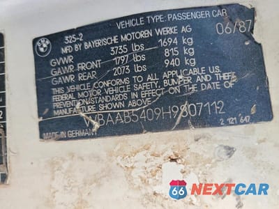 Zdjęcie 13 z 13 samochodu: 1987 BMW 325 BASE VIN:WBAAB5409H9807112 - miniatura
