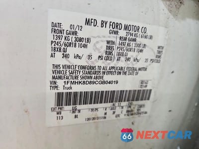Zdjęcie 14 z 14 samochodu: 2012 FORD EXPLORER XLT VIN:1FMHK8D89CGB04019 - miniatura
