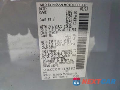 Zdjęcie 13 z 13 samochodu: 2023 NISSAN MURANO SL VIN:5N1AZ2CS5PC119282 - miniatura