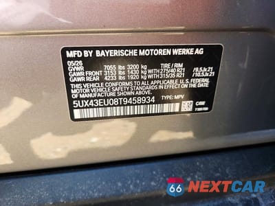Zdjęcie 12 z 12 samochodu: 2026 BMW X5 XDRIVE50E VIN:5UX43EU08T9458934 - miniatura