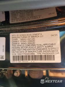 Zdjęcie 12 z 12 samochodu: 2025 HONDA ACCORD SE VIN:1HGCY1F42SA034865 - miniatura