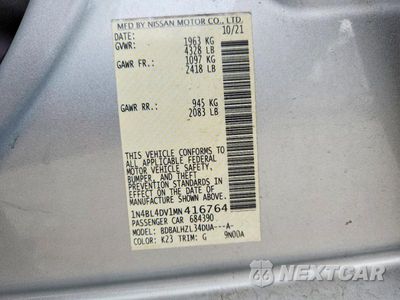 Zdjęcie 12 z 12 samochodu: 2021 NISSAN ALTIMA SV VIN:1N4BL4DV1MN416764 - miniatura