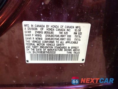 Zdjęcie 12 z 12 samochodu: 2007 HONDA RIDGELINE RTX VIN:2HJYK16387H521232 - miniatura