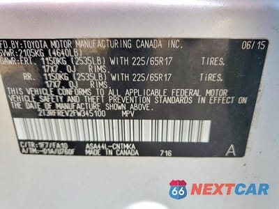 Zdjęcie 13 z 13 samochodu: 2015 TOYOTA RAV4 XLE VIN:2T3RFREV2FW345100 - miniatura