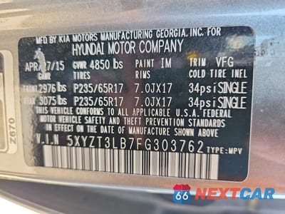 Zdjęcie 13 z 13 samochodu: 2015 HYUNDAI SANTA FE SPORT 2.4L VIN:5XYZT3LB7FG303762 - miniatura