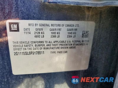 Zdjęcie 12 z 12 samochodu: 2015 CHEVROLET IMPALA LT VIN:2G1115SL6F9178511 - miniatura