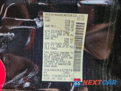 Zdjęcie 13 z 13 samochodu: 2018 NISSAN MURANO S VIN:5N1AZ2MG3JN157874 - miniatura