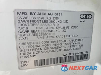 Zdjęcie 14 z 14 samochodu: 2021 AUDI Q3 PREMIUM PLUS S LINE 45 VIN:WA1EECF34M1157194 - miniatura