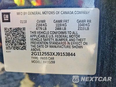 Zdjęcie 12 z 12 samochodu: 2018 CHEVROLET IMPALA PREMIER VIN:2G1125S3XJ9153844 - miniatura