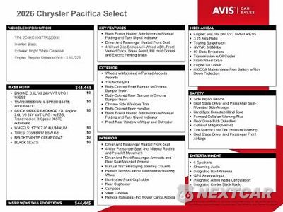 Zdjęcie 12 z 13 samochodu: 2026 CHRYSLER PACIFICA SELECT VIN:2C4RC1BG7TR220308 - miniatura
