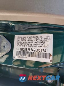 Zdjęcie 12 z 12 samochodu: 2002 HONDA CIVIC EX VIN:1HGES26742L009741 - miniatura