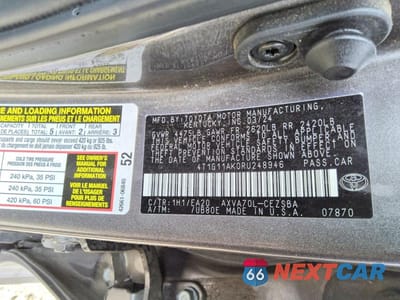 Zdjęcie 12 z 12 samochodu: 2024 TOYOTA CAMRY SE VIN:4T1G11AK0RU248946 - miniatura