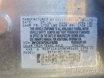 Zdjęcie 13 z 13 samochodu: 2017 NISSAN VERSA 1.6 SV VIN:3N1CN7AP3HL816205 - miniatura