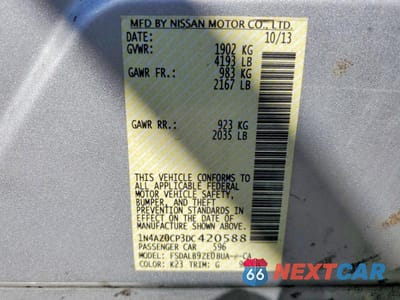 Zdjęcie 12 z 12 samochodu: 2013 NISSAN LEAF S/SV/SL VIN:1N4AZ0CP3DC420588 - miniatura