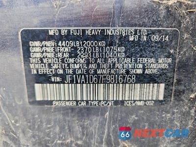 Zdjęcie 12 z 12 samochodu: 2015 SUBARU WRX PREMIUM VIN:JF1VA1D67F9816768 - miniatura
