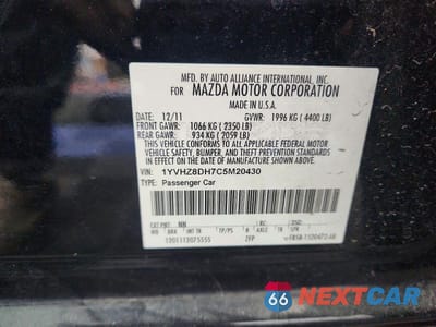 Zdjęcie 13 z 13 samochodu: 2012 MAZDA 6 I VIN:1YVHZ8DH7C5M20430 - miniatura