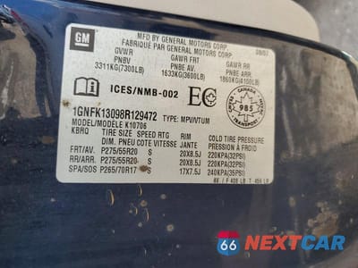 Zdjęcie 13 z 13 samochodu: 2008 CHEVROLET TAHOE K1500 VIN:1GNFK13098R129472 - miniatura