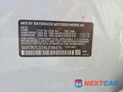 Zdjęcie 14 z 14 samochodu: 2019 BMW X3 SDRIVE30I VIN:5UXTR7C57KLE98476 - miniatura