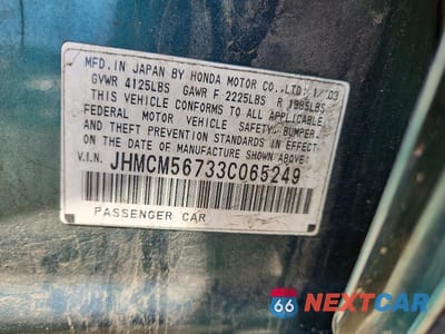 Zdjęcie 13 z 13 samochodu: 2003 HONDA ACCORD EX VIN:JHMCM56733C065249 - miniatura