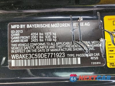 Zdjęcie 12 z 12 samochodu: 2013 BMW 328 I VIN:WBAKE3C59DE771923 - miniatura