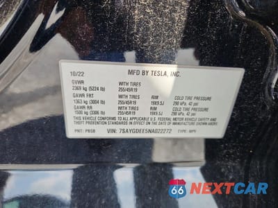 Zdjęcie 12 z 12 samochodu: 2022 TESLA MODEL Y VIN:7SAYGDEE5NA022272 - miniatura