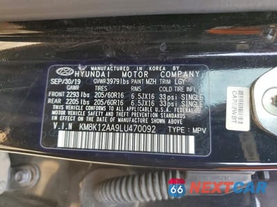 Zdjęcie 12 z 12 samochodu: 2020 HYUNDAI KONA SE VIN:KM8K12AA9LU470092 - miniatura