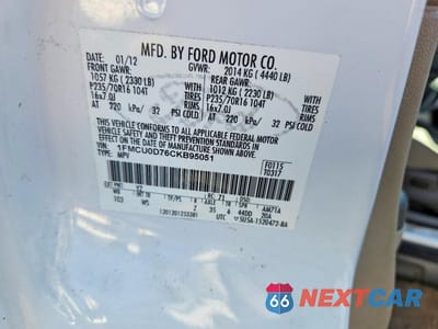 Zdjęcie 13 z 13 samochodu: 2012 FORD ESCAPE XLT VIN:1FMCU0D76CKB95051 - miniatura