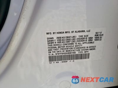 Zdjęcie 14 z 14 samochodu: 2017 HONDA PILOT EXL VIN:5FNYF6H53HB087393 - miniatura