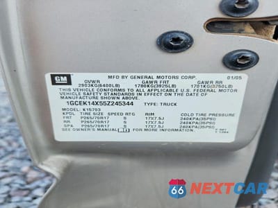 Zdjęcie 13 z 13 samochodu: 2005 CHEVROLET SILVERADO K1500 VIN:1GCEK14X55Z245344 - miniatura