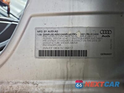 Zdjęcie 12 z 12 samochodu: 2007 AUDI A4 2.0T QUATTRO VIN:WAUDF78E67A136417 - miniatura